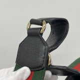 【6kd4487】グッチ ショルダーバッグ ウェビング 247597 レザー ブラック ゴールド金具【中古】レディース