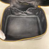 【6kd4489】シャネル バニティバッグ パテントレザー ブラック ゴールド金具【中古】レディース
