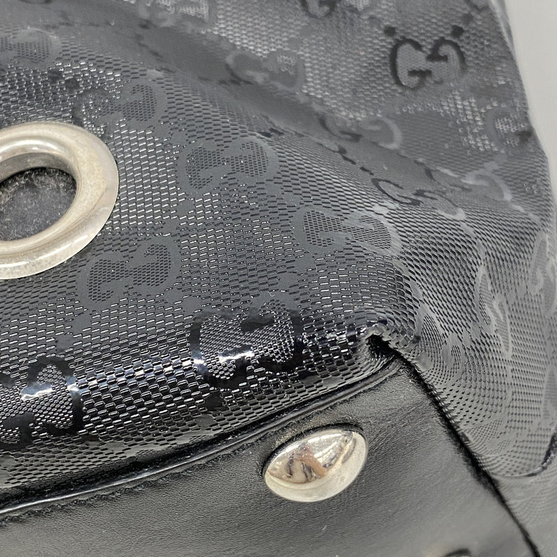 【6kd4494】グッチ トートバッグ GGインプリメ シェリーライン 374987 PVC ブラック シルバー金具【中古】レディース