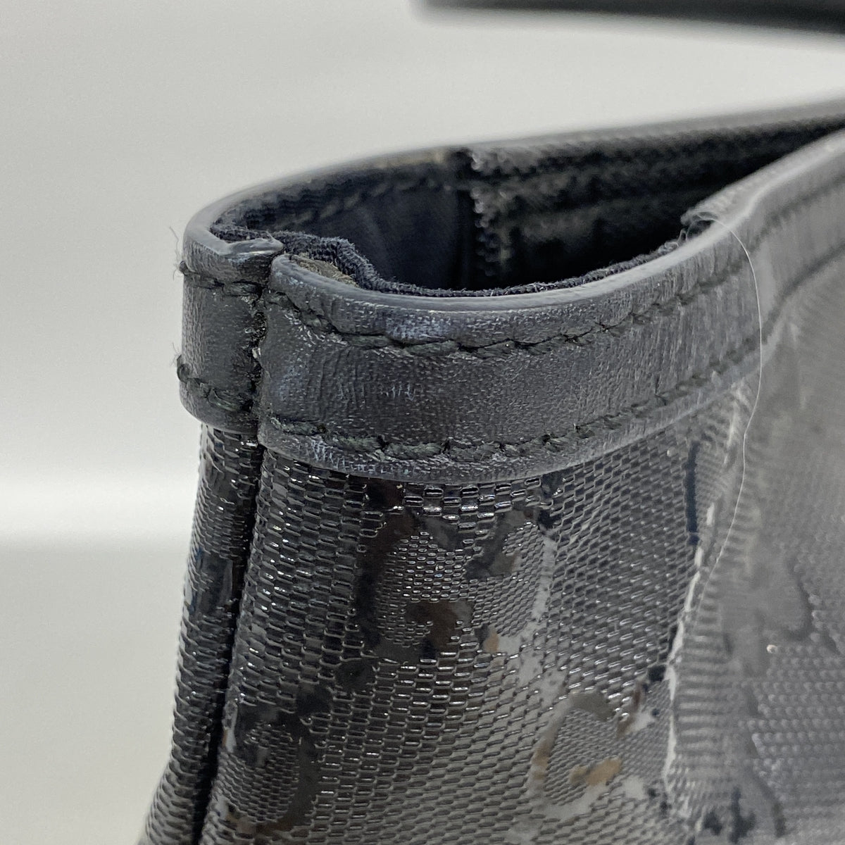 【6kd4494】グッチ トートバッグ GGインプリメ シェリーライン 374987 PVC ブラック シルバー金具【中古】レディース
