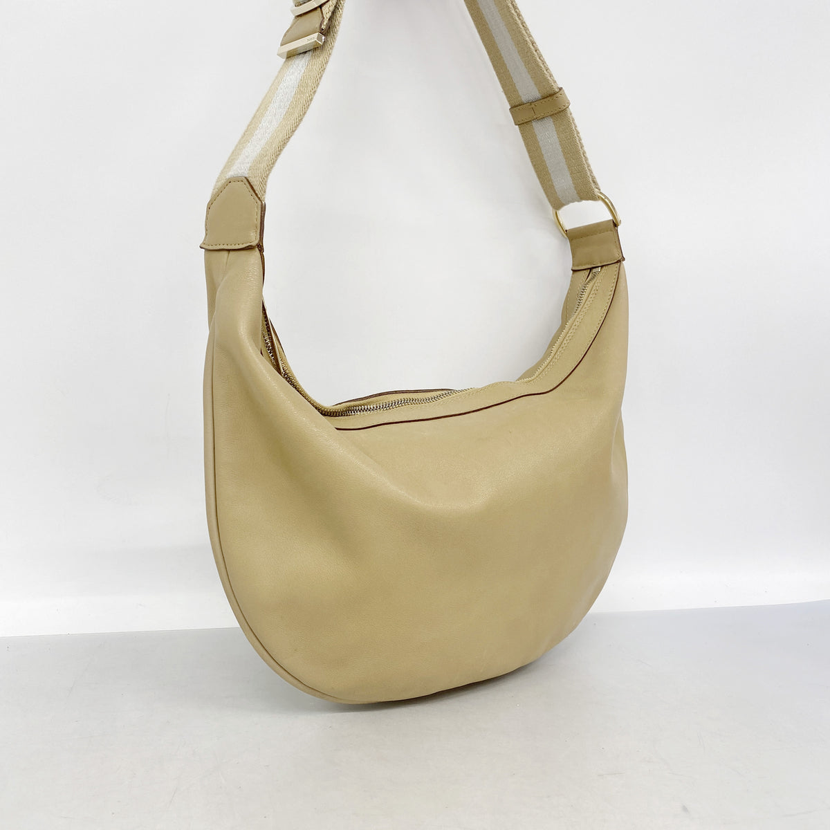 【6kd4503】グッチ ショルダーバッグ 001 4181 レザー ベージュ ゴールド金具【中古】レディース