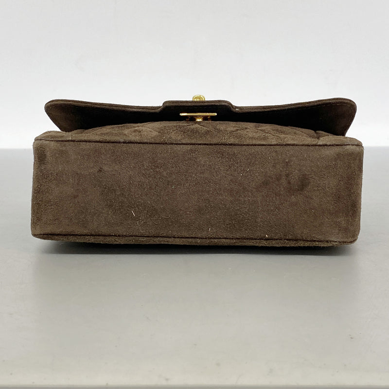 【6kd4506】シャネル ショルダーバッグ ダイアナ スウェード ブラウン ゴールド金具【中古】レディース