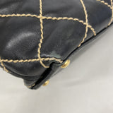 【6kd4513-h】シャネル トートバッグ ワイルドステッチ ラムスキン ブラック ゴールド金具【中古】レディース