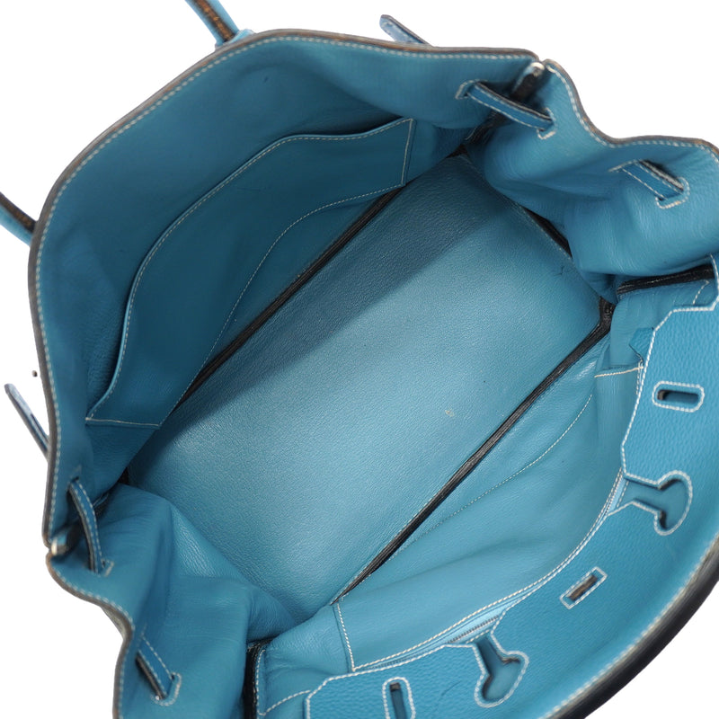 【6kd4517】エルメス ハンドバッグ バーキン35 トリヨンクレマンス ブルージーン シルバー金具 □M刻印【中古】レディース