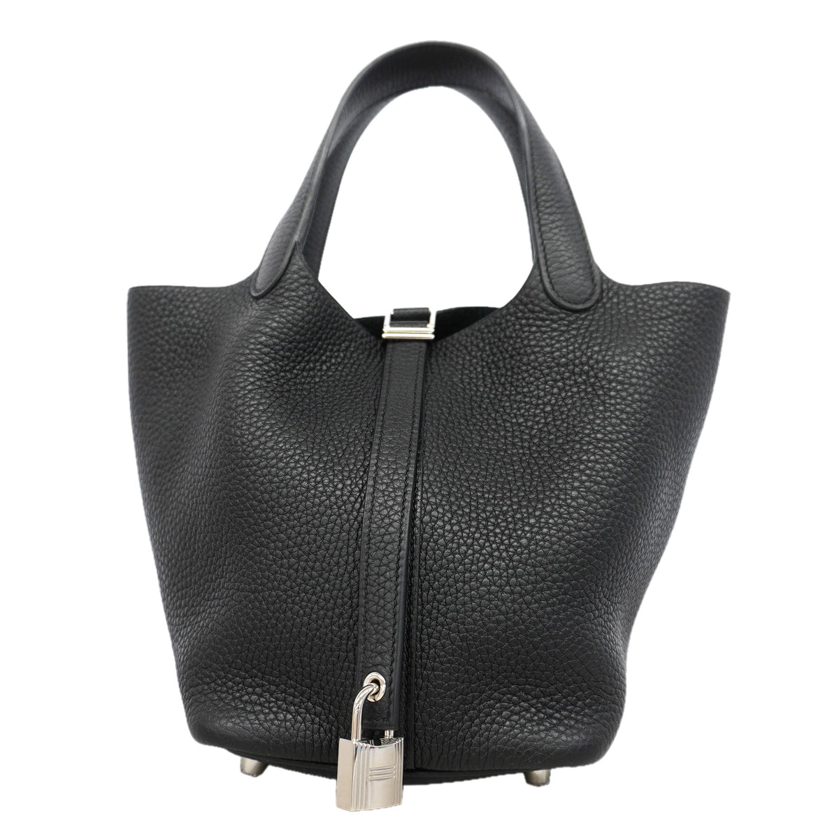 【6kd4519】エルメス ハンドバッグ ピコタンロックPM トリヨンクレマンス ブラック シルバー金具 D刻印【中古】レディース