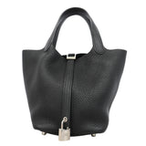 【6kd4519】エルメス ハンドバッグ ピコタンロックPM トリヨンクレマンス ブラック シルバー金具 D刻印【中古】レディース