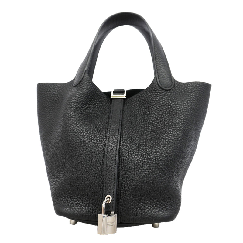 【6kd4519】エルメス ハンドバッグ ピコタンロックPM トリヨンクレマンス ブラック シルバー金具 D刻印【中古】レディース