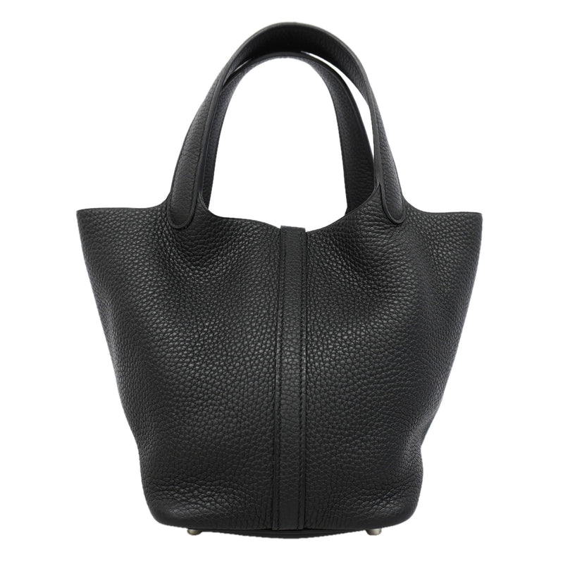 【6kd4519】エルメス ハンドバッグ ピコタンロックPM トリヨンクレマンス ブラック シルバー金具 D刻印【中古】レディース