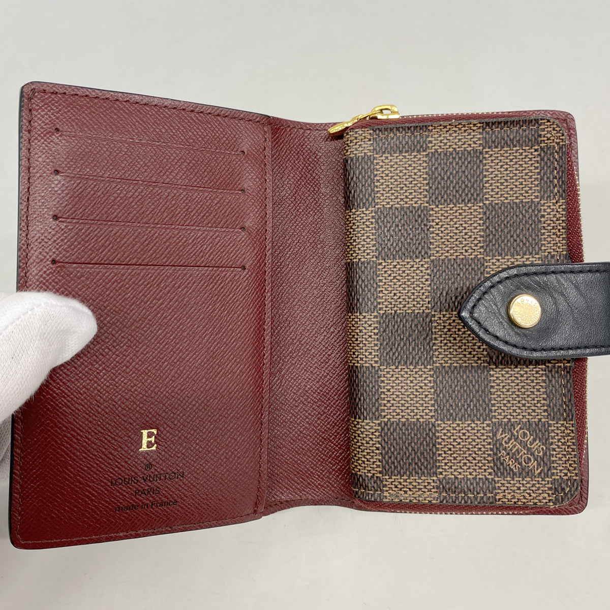 【6kd4537】ルイヴィトン 財布 ダミエ ポルトフォイユジュリエット N60381 ボルドー エベヌ【中古】レディース