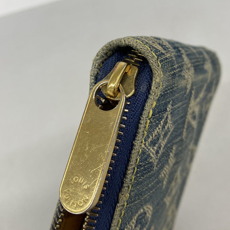 【6kd4540】ルイヴィトン 財布 モノグラム・デニム ミニジッピー M95342 ブルー【中古】メンズ レディース ユニセックス