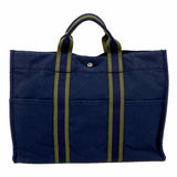 【6kd4542】エルメス トートバッグ フールトゥMM キャンバス ネイビー シルバー金具【中古】メンズ レディース ユニセックス