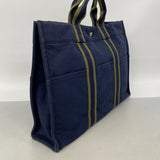 【6kd4542】エルメス トートバッグ フールトゥMM キャンバス ネイビー シルバー金具【中古】メンズ レディース ユニセックス