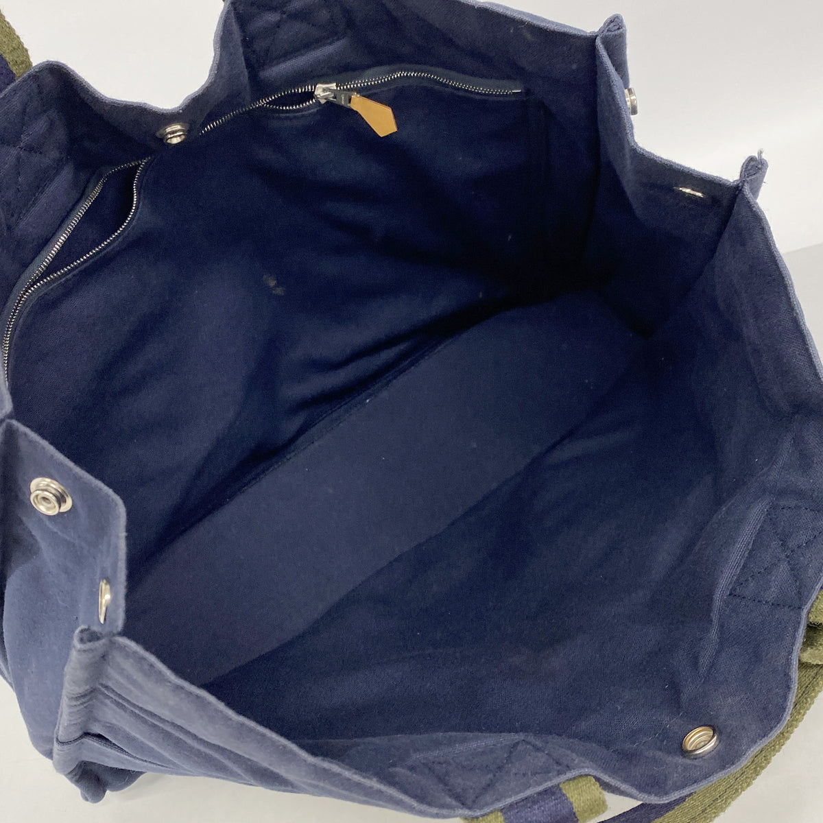 【6kd4542】エルメス トートバッグ フールトゥMM キャンバス ネイビー シルバー金具【中古】メンズ レディース ユニセックス
