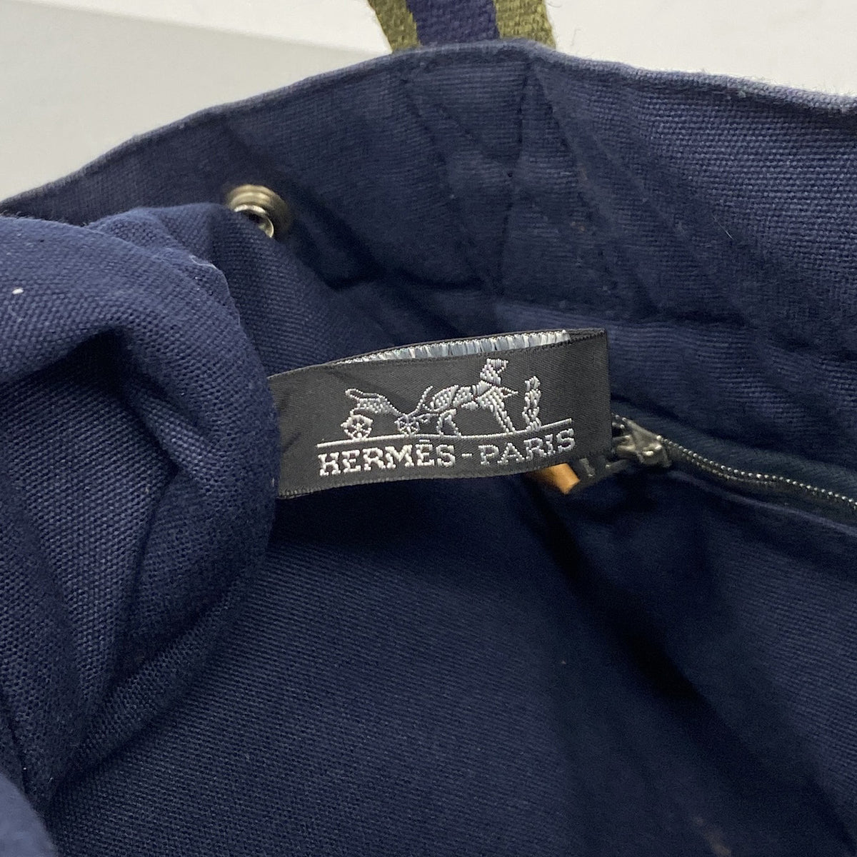 【6kd4542】エルメス トートバッグ フールトゥMM キャンバス ネイビー シルバー金具【中古】メンズ レディース ユニセックス