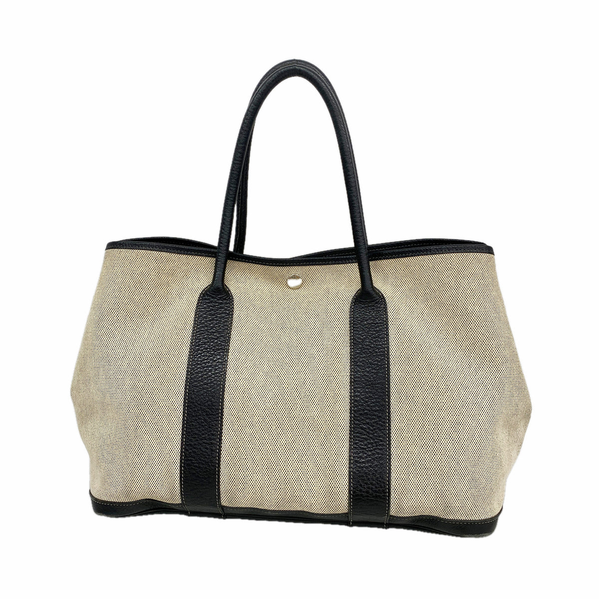【6kd4564】エルメス トートバッグ ガーデンパーティPM トワルアッシュ ブラック シルバー金具 □J刻印【中古】レディース