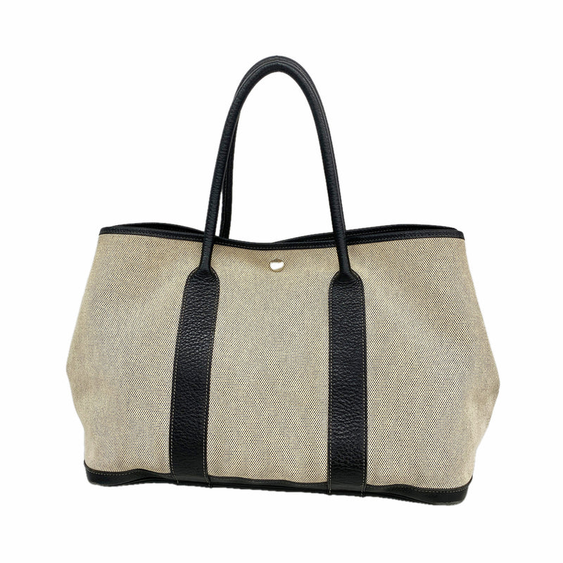 【6kd4564】エルメス トートバッグ ガーデンパーティPM トワルアッシュ ブラック シルバー金具 □J刻印【中古】レディース