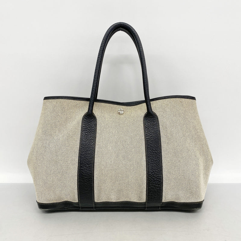【6kd4564】エルメス トートバッグ ガーデンパーティPM トワルアッシュ ブラック シルバー金具 □J刻印【中古】レディース
