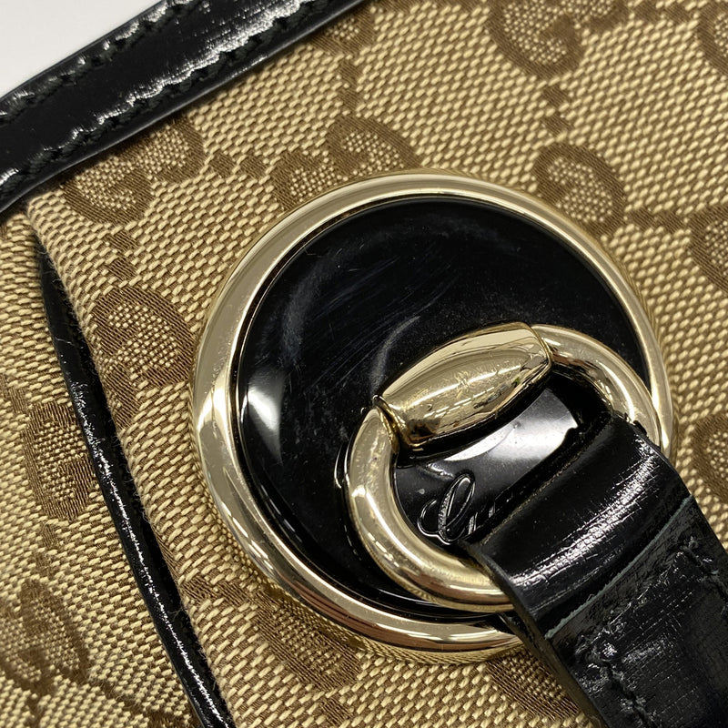 【6kd4574】グッチ トートバッグ GGキャンバス 203529 キャンバス ブラウン ブラック ゴールド金具【中古】レディース