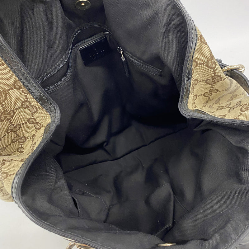 【6kd4574】グッチ トートバッグ GGキャンバス 203529 キャンバス ブラウン ブラック ゴールド金具【中古】レディース