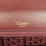 【6kd4583】カルティエ ハンドバッグ マスト レザー ボルドー ゴールド金具【中古】レディース