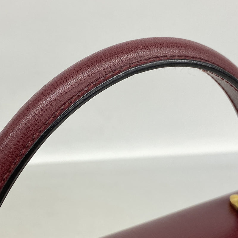 【6kd4583】カルティエ ハンドバッグ マスト レザー ボルドー ゴールド金具【中古】レディース