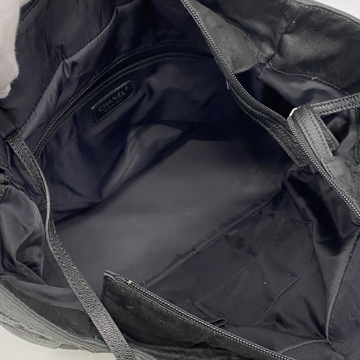 【6kd4593】シャネル トートバッグ パリビアリッツ キャンバス ブラック シルバー金具【中古】レディース