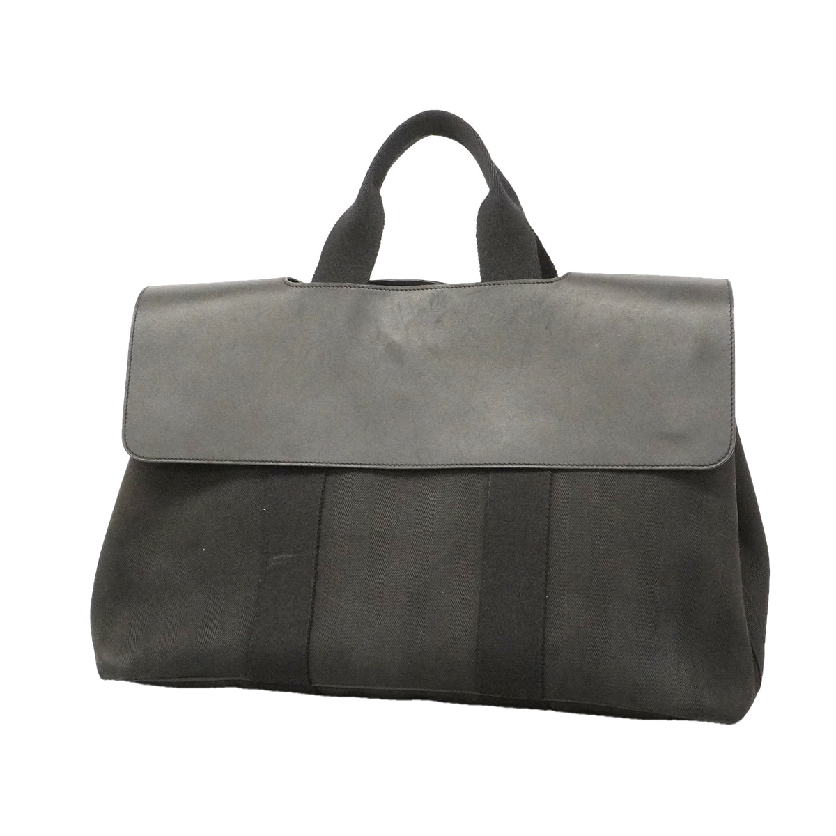 【6kd4629】エルメス トートバッグ ヴァルパラインMM トワルシェブロン ブラック シルバー金具【中古】メンズ レディース ユニセックス