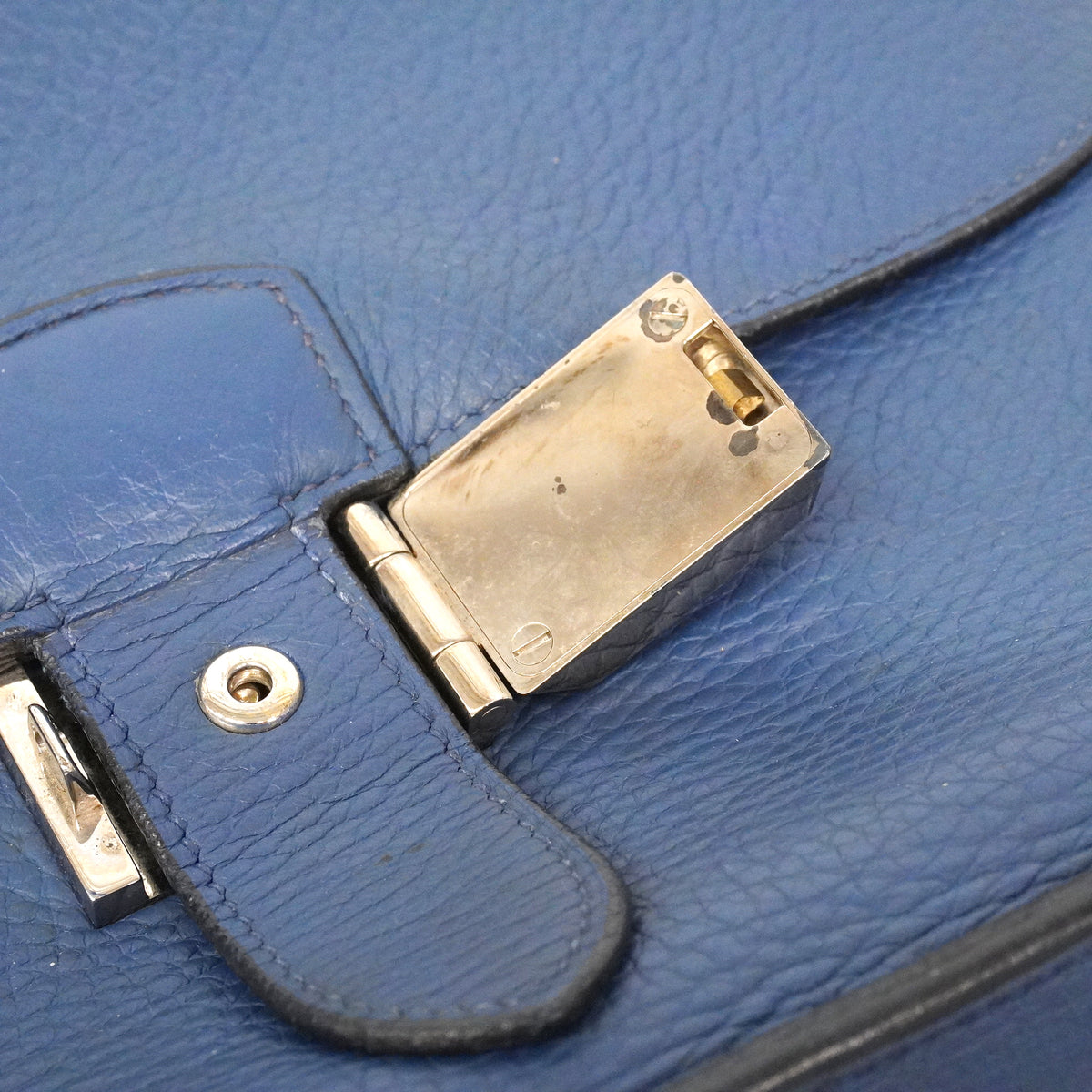 【6kd4630】エルメス ブリーフケース サックアデペッシュ27 トリヨンクレマンス ブルーブライトン シルバー金具 □J刻印【中古】メンズ