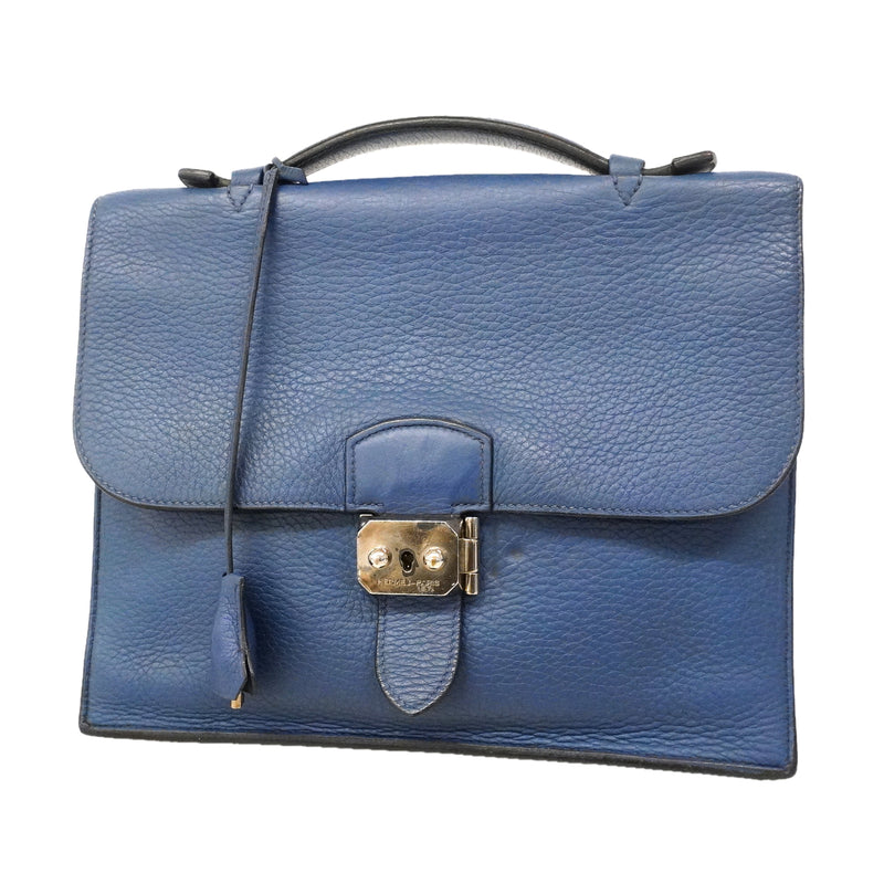 【6kd4630】エルメス ブリーフケース サックアデペッシュ27 トリヨンクレマンス ブルーブライトン シルバー金具 □J刻印【中古】メンズ