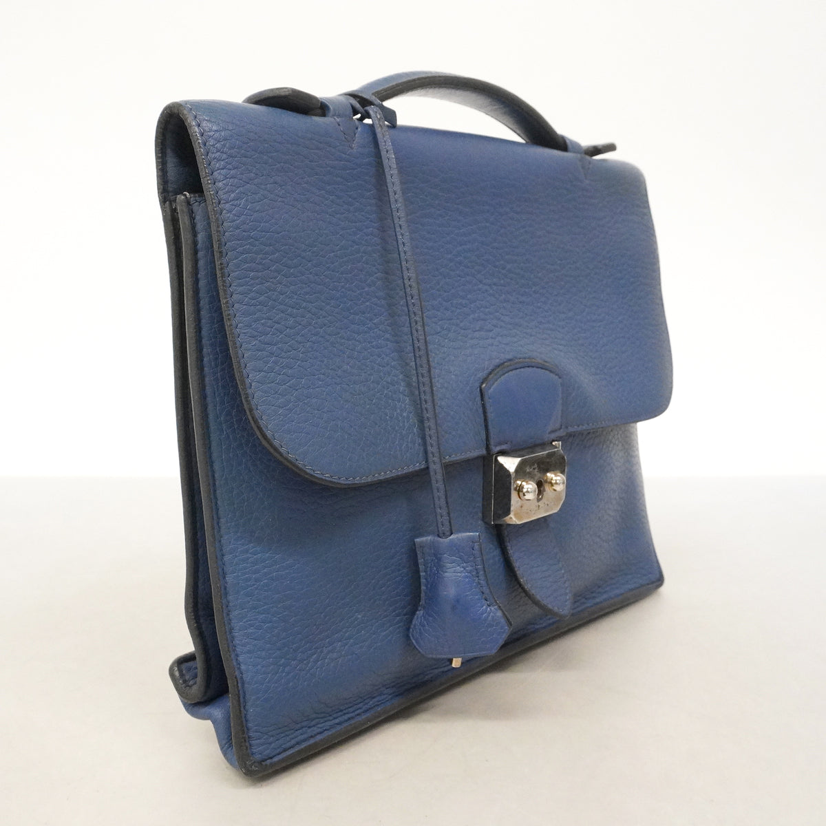 【6kd4630】エルメス ブリーフケース サックアデペッシュ27 トリヨンクレマンス ブルーブライトン シルバー金具 □J刻印【中古】メンズ