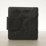 【6kd4631】シャネル 財布 カンボン ラムスキン ブラック シルバー金具【中古】レディース