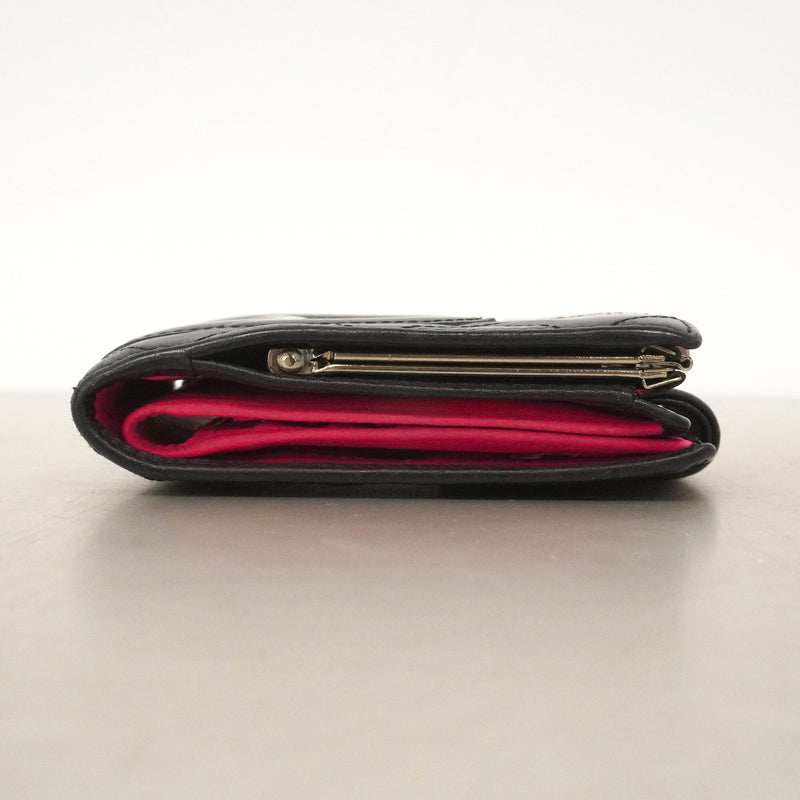 【6kd4631】シャネル 財布 カンボン ラムスキン ブラック シルバー金具【中古】レディース