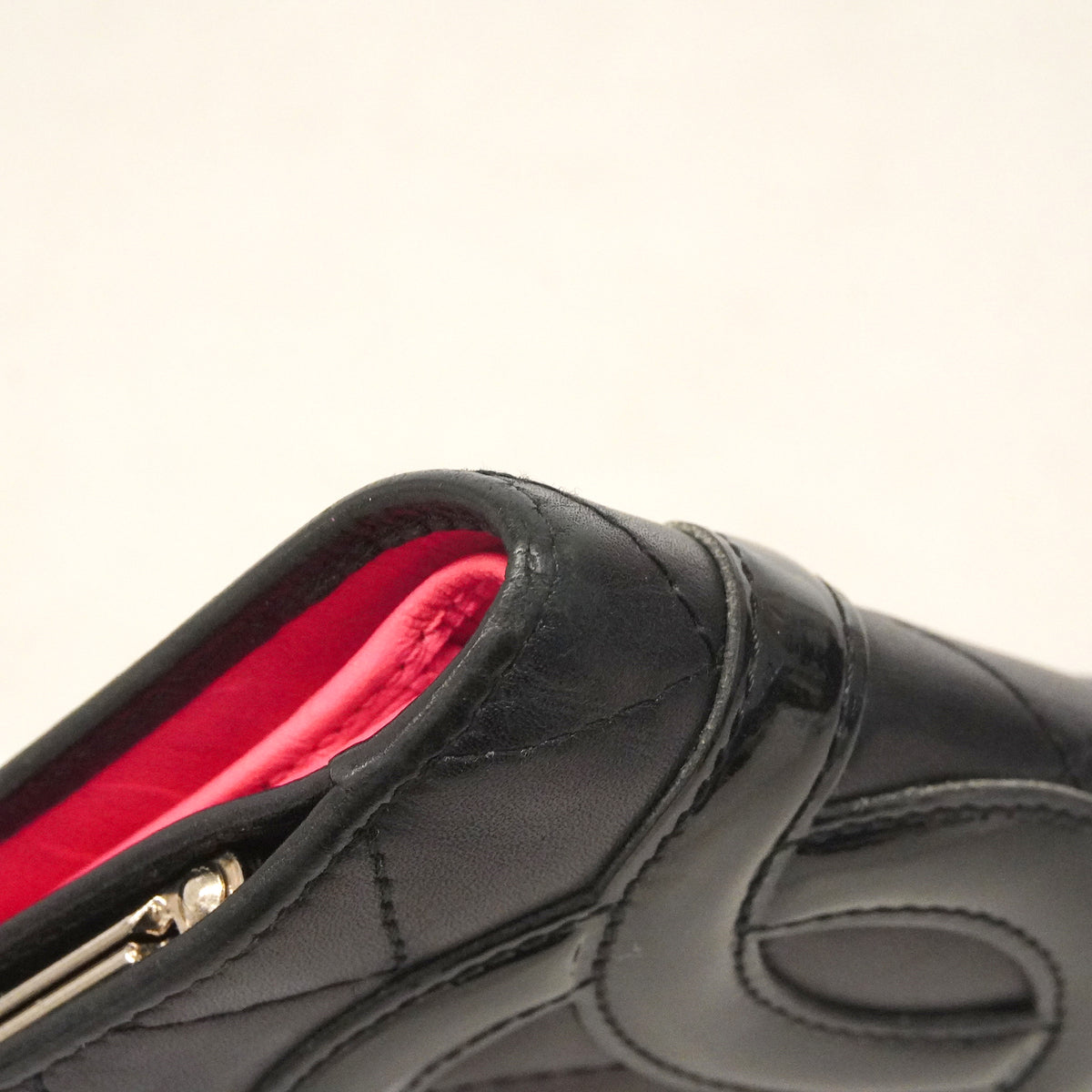 【6kd4631】シャネル 財布 カンボン ラムスキン ブラック シルバー金具【中古】レディース
