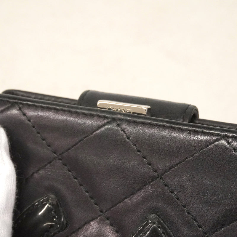 【6kd4631】シャネル 財布 カンボン ラムスキン ブラック シルバー金具【中古】レディース