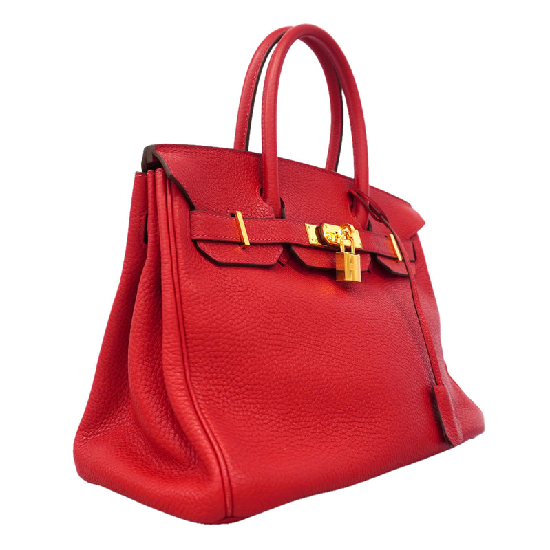 【6kd4643】エルメス ハンドバッグ バーキン30 トリヨンクレマンス ルージュヴィフ ゴールド金具 C刻印【中古】レディース