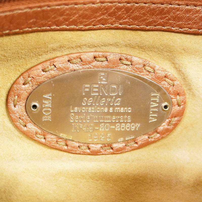 【6kd4644】フェンディ ハンドバッグ セレリア マンマバケット レザー ブラウン シルバー金具【中古】レディース