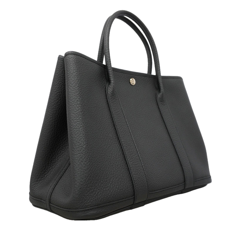 【6kd4652】エルメス トートバッグ ガーデンパーティPM カントリー ブラック シルバー金具 T刻印【中古】レディース