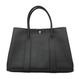 【6kd4652】エルメス トートバッグ ガーデンパーティPM カントリー ブラック シルバー金具 T刻印【中古】レディース