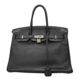 【6kd4653】エルメス ハンドバッグ バーキン35 トゴ ブラック シルバー金具 □M刻印【中古】レディース