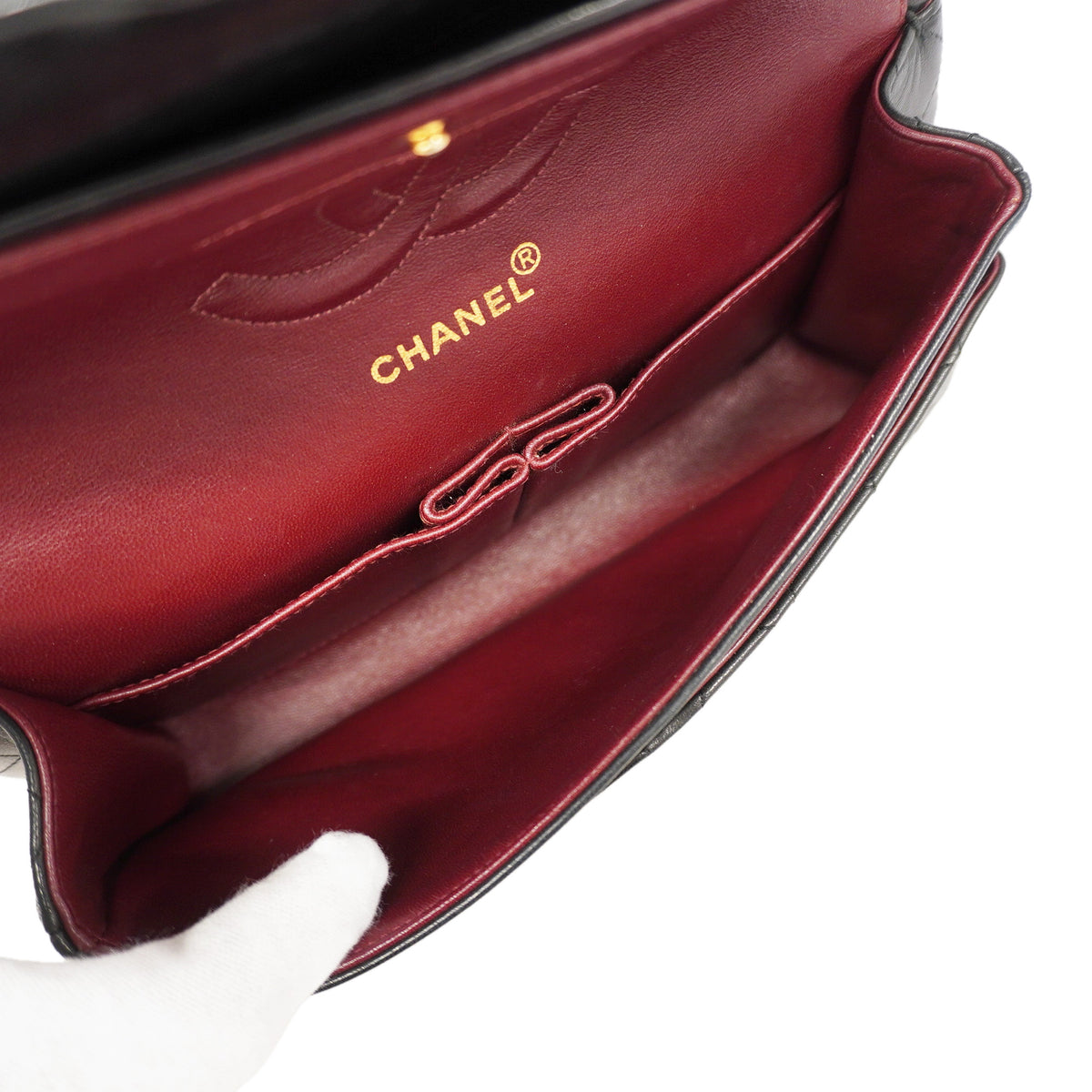 【6kd4654】シャネル ショルダーバッグ マトラッセ Wフラップ Wチェーン ラムスキン ブラック ゴールド金具【中古】レディース