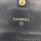 【6kd4656】シャネル 三つ折り財布 キャビアスキン ブラック ゴールド金具【中古】レディース