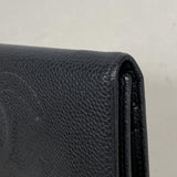 【6kd4656】シャネル 三つ折り財布 キャビアスキン ブラック ゴールド金具【中古】レディース