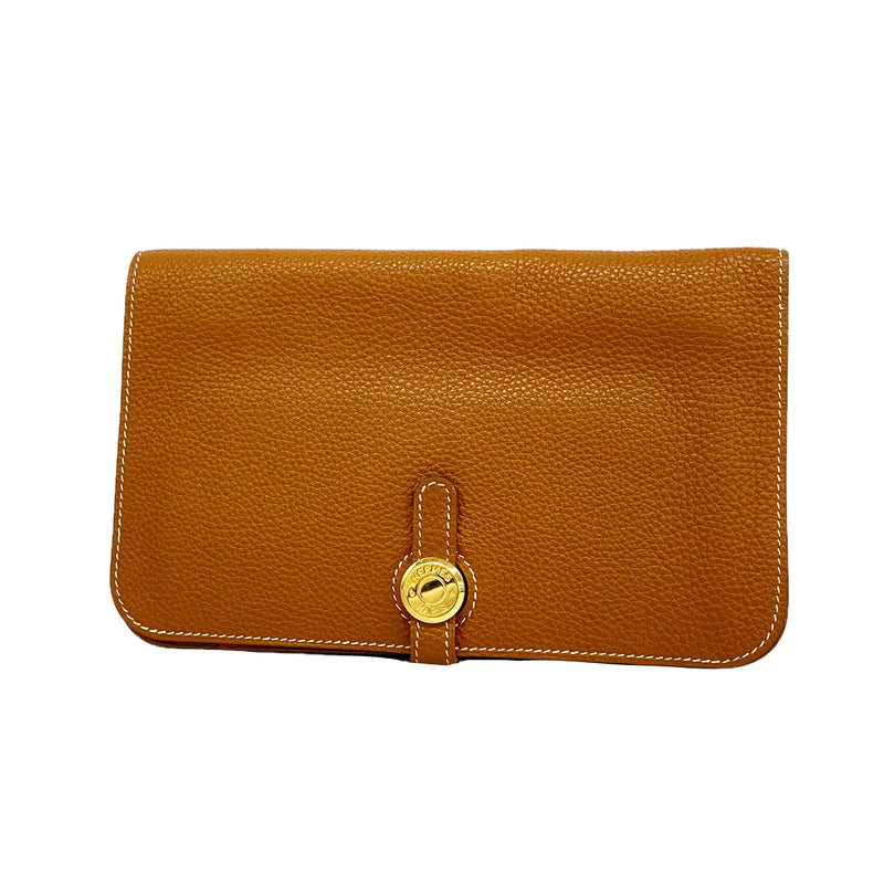 【6kd4675】エルメス 長財布 ドゴンGM トゴ ゴールド ゴールド金具 □E刻印【中古】メンズ レディース ユニセックス
