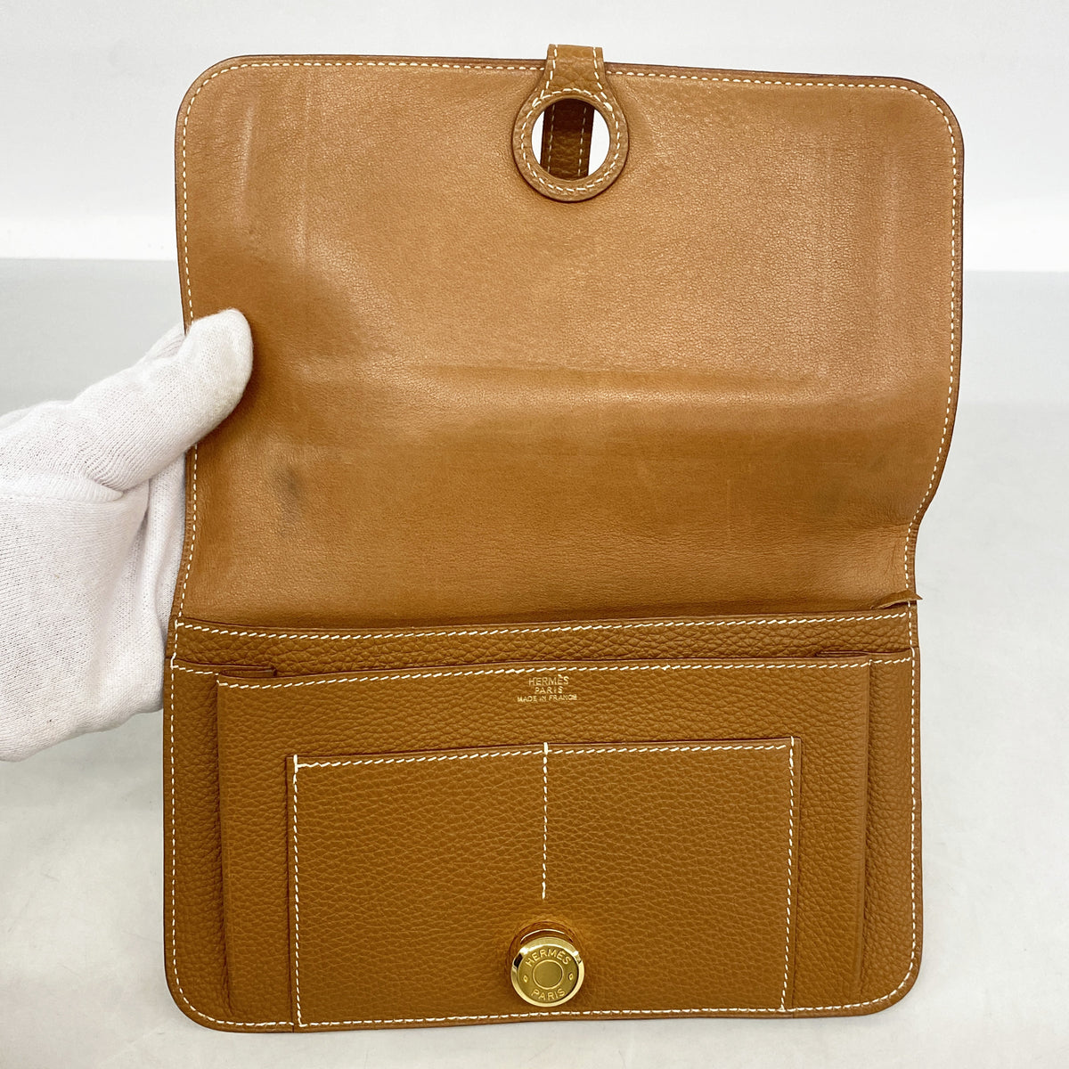 【6kd4675】エルメス 長財布 ドゴンGM トゴ ゴールド ゴールド金具 □E刻印【中古】メンズ レディース ユニセックス