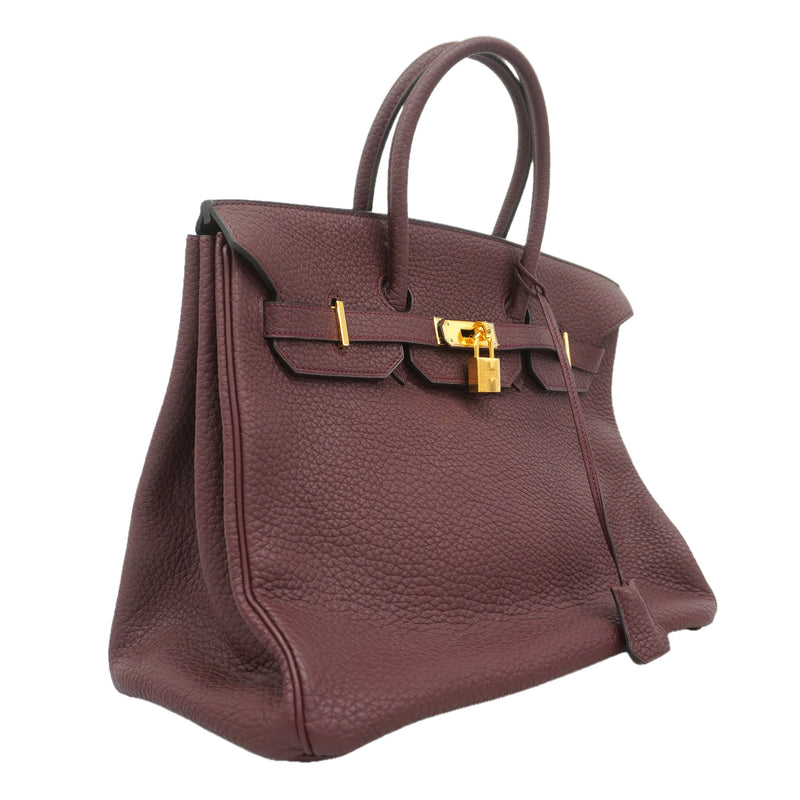 【6kd4678】エルメス ハンドバッグ バーキン35 フィヨルド ルージュアッシュ ゴールド金具 □M刻印【中古】レディース