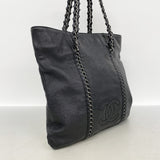 【6kd4688】シャネル トートバッグ レザー ブラック シルバー金具【中古】レディース