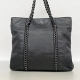 【6kd4688】シャネル トートバッグ レザー ブラック シルバー金具【中古】レディース