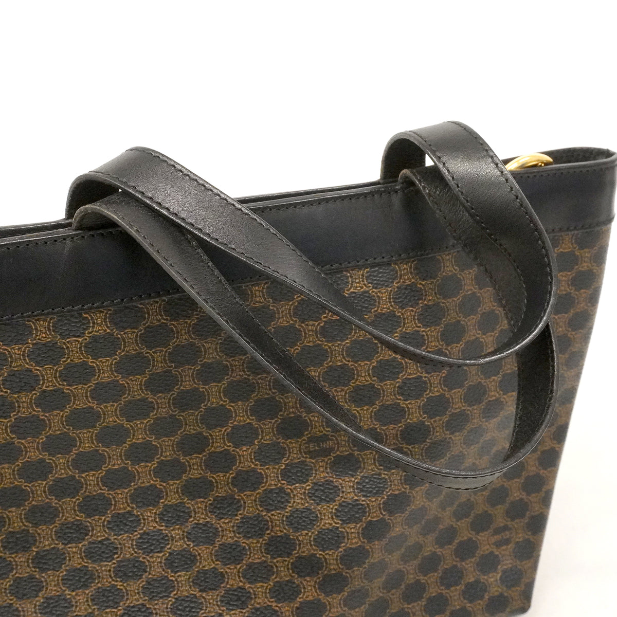 【6kd4700】セリーヌ トートバッグ マカダム PVC ブラック ゴールド金具【中古】レディース