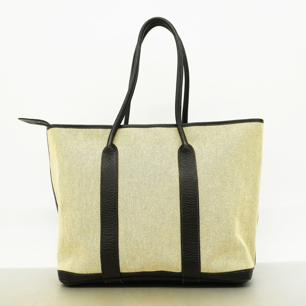 【6kd4726】エルメス トートバッグ ガーデンジップMM トワルアッシュ ブラック シルバー金具 □M刻印【中古】レディース