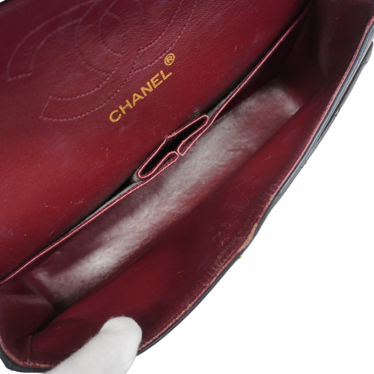 【6kd4779】シャネル ショルダーバッグ マトラッセ Wフラップ Wチェーン ラムスキン ブラック ゴールド金具【中古】レディース